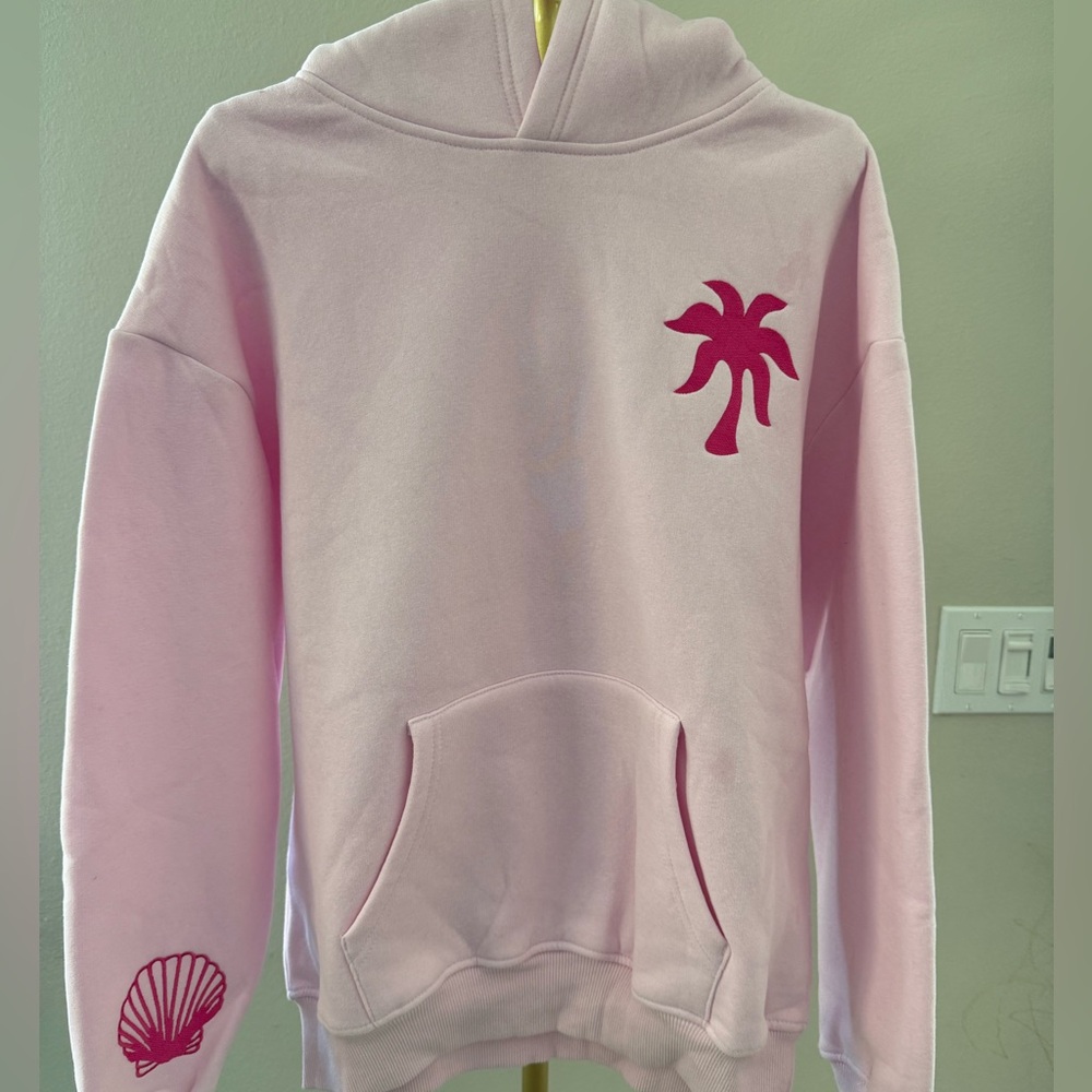 Pink Palm Puff Hawaii Hibiscus" Hoodie in Blush - Picture 2 of 8